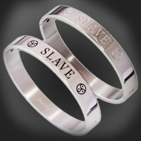 bdsm stainless steel bracelet jewelry - SLAVE with BDSM Triskel.