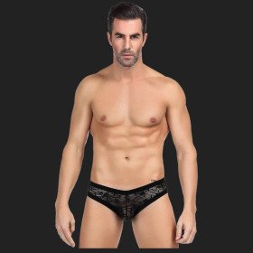 Culotte sexy en dentelle noire pour hommes