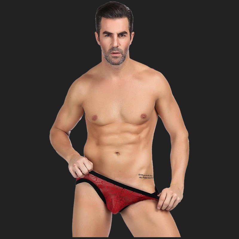 Culotte sexy en dentelle rouge pour hommes