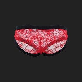 Culotte sexy en dentelle rouge pour hommes