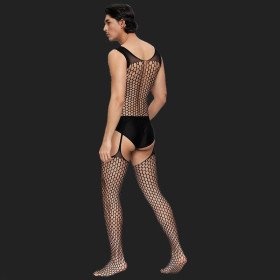 Fett ausgeschnittene schwarze Bodystockings für Männer