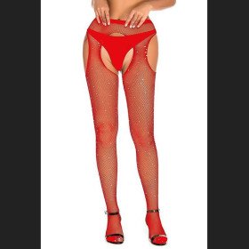 Red Fishnet Diamonds Pantyhose