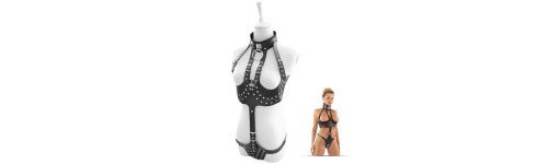 Fetish harnais femme simili-cuir bdsm bondage